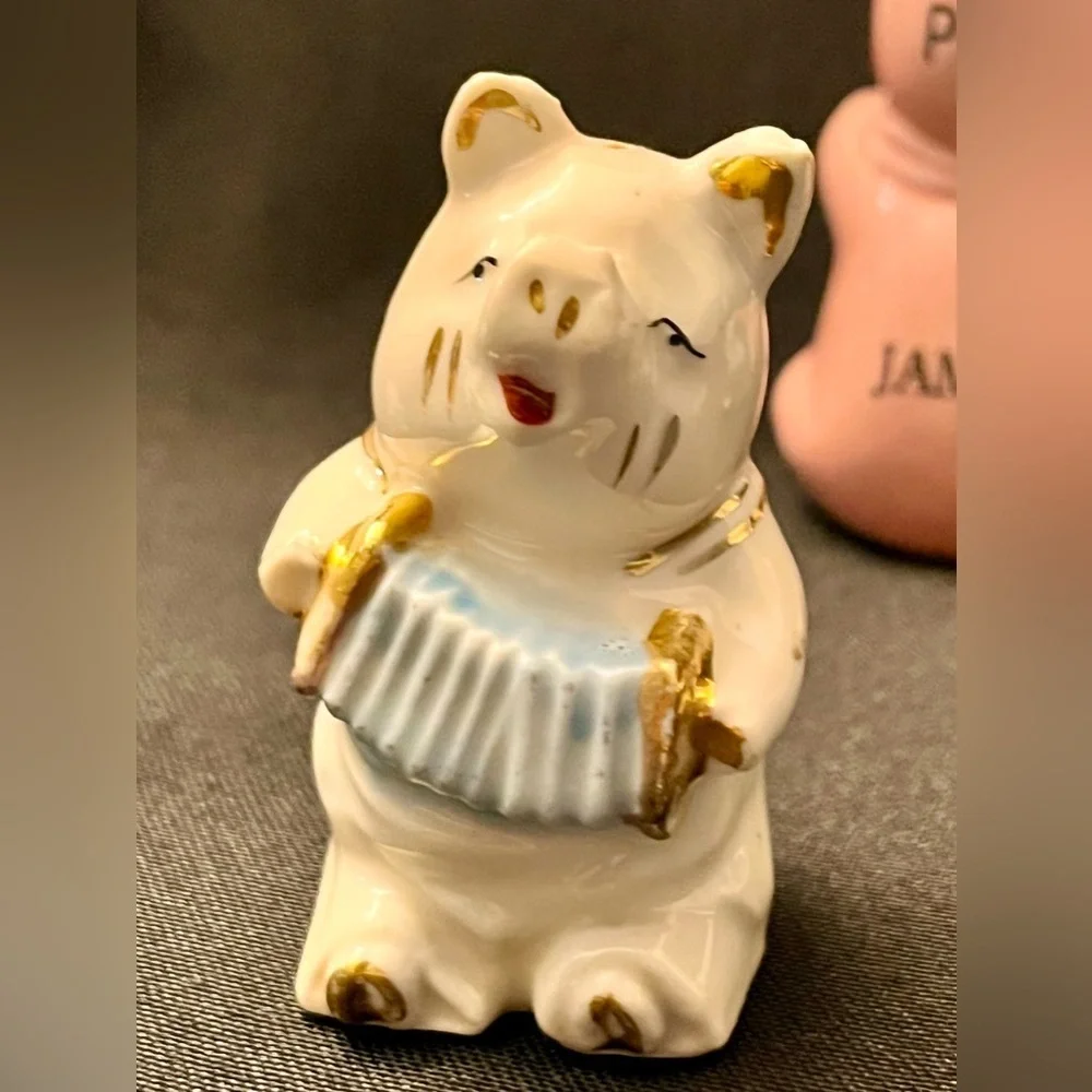 6pc Lot VTG Japan MCM Anthropomorphic Ceramic Pig Figurines Kitschy Whimsigoth